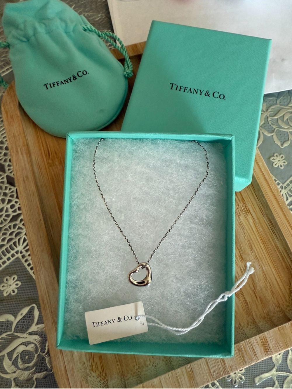 Tiffany & Co. Else Perretti Open Heart Pendant Necklace, Silver 11mm